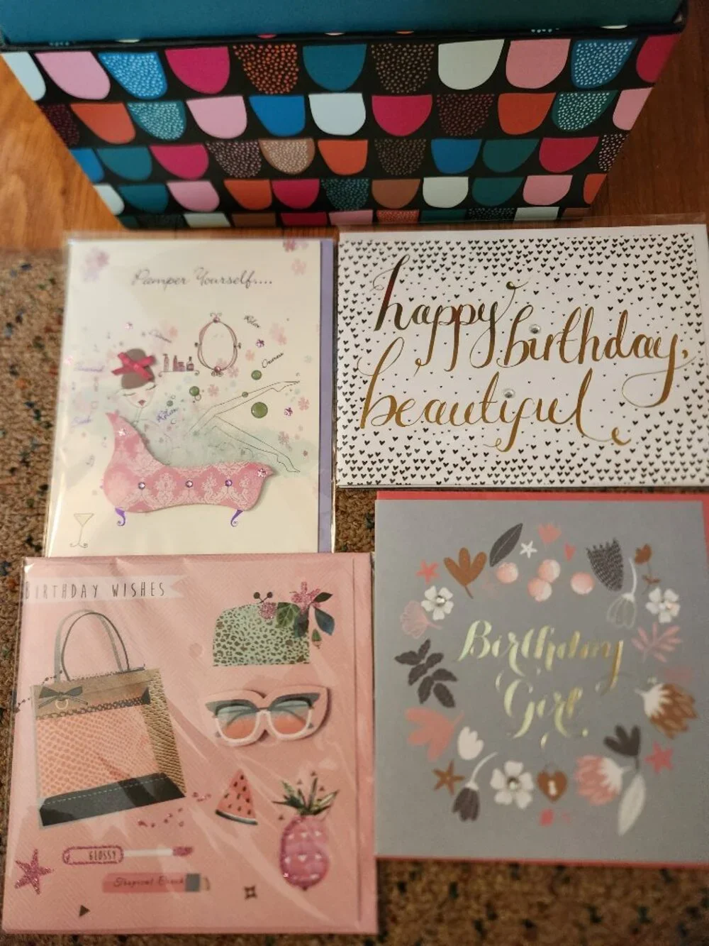 15 Greeting Cards and Card Box Organizer